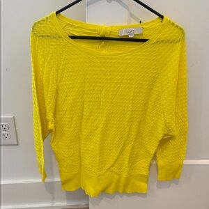 Ann Taylor Loft Neon lightweight Yellow Textured Knit Top